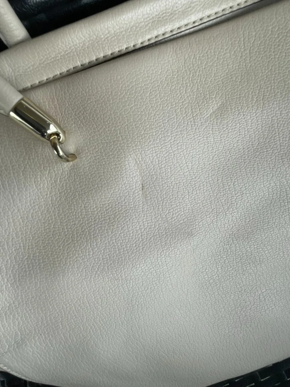 Kate Spade New York Large Leather Tote Purse Cream Ivory Shoulder Bag Work Lapto